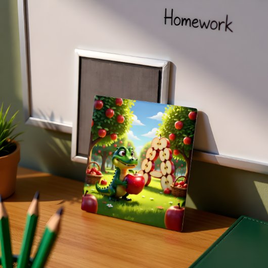 Alligator Andy – Kids Art Magnet - Apple Magneet