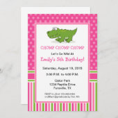 Alligator Anniversaire Fête Invitation rose (Devant / Derrière)