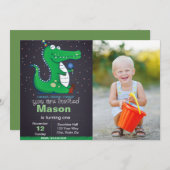 Alligator Anniversaire Invitation avec photo (Devant / Derrière)