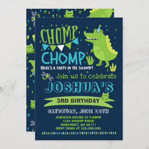 Alligator Anniversaire Invitation Crocodile Party