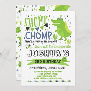 Alligator Anniversaire Invitation Crocodile Party