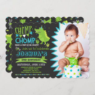 Alligator Anniversaire Invitation Crocodile Party
