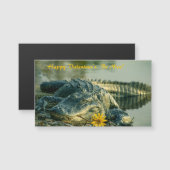 Alligator avec fleur Valentines Carte magnétique (Devant / Derrière)