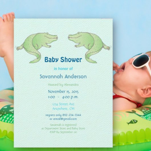 Alligator Baby Boy Shower Invitations