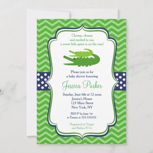 Alligator Baby Shower Invitations (Devant)