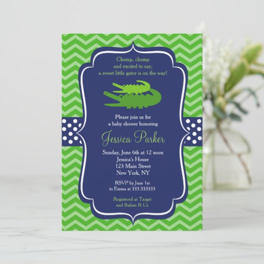 Alligator Baby Shower Invitations (Debout devant)