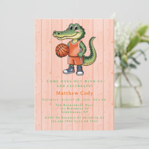 Alligator Basketbal verjaardagsfeestje voor jongen Kaart