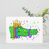 Alligator Beads Mardi Gras Party Kaart (Staand voorkant)