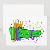 Alligator Beads Mardi Gras Party Kaart (Voorkant / Achterkant)