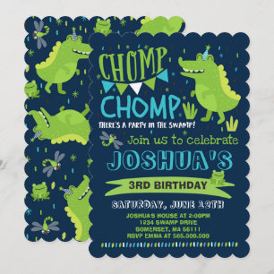 Alligator Birthday Invitation Crocodile Party Kaart