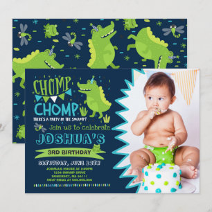 Alligator Birthday Invitation Crocodile Party Kaart