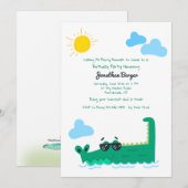 Alligator Birthday Party Invitation Kaart (Voorkant / Achterkant)