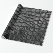 Alligator Black Faux Leather Cadeaupapier (Uitgerold)