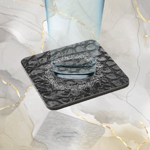 Alligator Black Faux Leather   Uw Logo Bier Onderzetter