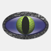 Alligator Black Green Faux Leather Eye Ovale Sticker (Voorkant)