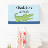 Alligator Boy Baby shower Green Blue Signage Spandoek (Insitu)