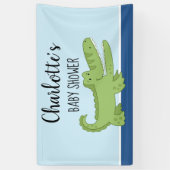Alligator Boy Baby shower Green Blue Signage Spandoek (Verticaal)