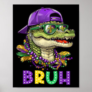 Alligator Bruh Mardi Gras Kostuum Carnaval Tiener  Poster
