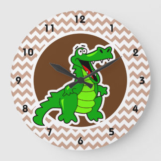 Alligator; bruine Chevron Grote Klok