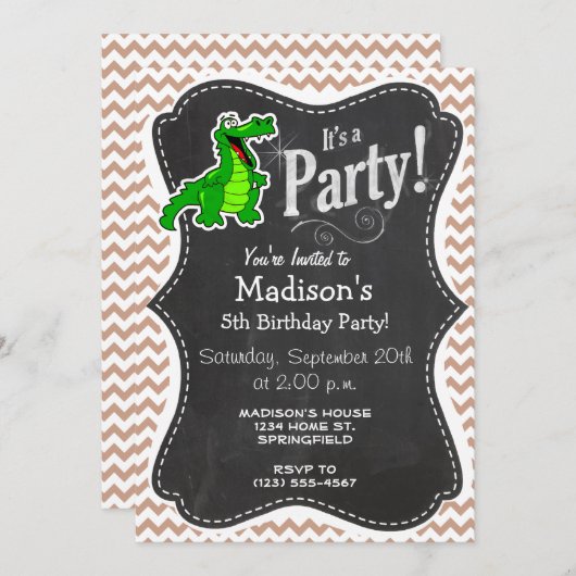 Alligator; bruine Chevron Kaart (Voorkant / Achterkant)