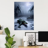 Alligator dans la neige | AI Art Poster (Bureau à domicile)