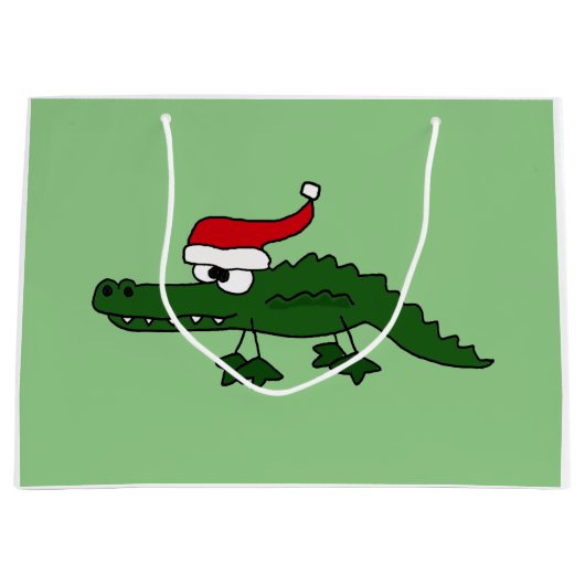 Alligator drôle dans le sac de cadeau de Noël de (Devant)