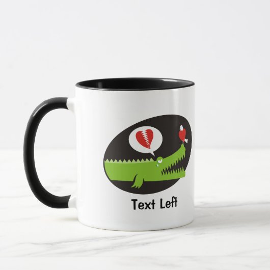 Alligator en amour Mug à café à deux tons (Gauche)