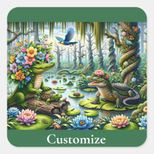 Alligator Fantasie Moeras Thunder_Cove Vierkante Sticker
