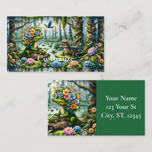Alligator Fantasie Moeras Thunder_Cove Visitekaartje (Voorkant / Achterkant)