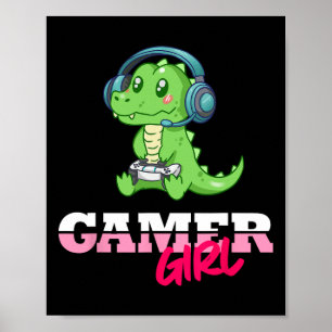Alligator Gamer Meisje Gaming Poster