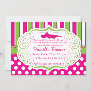 ALLIGATOR GIRL BABY SHOWER INVITE KAART