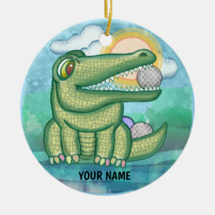 Alligator Golf Keramisch Ornament