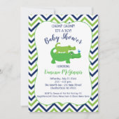 Alligator Green Blue Boy Baby shower Invitation (Devant)
