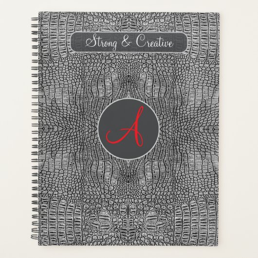 Alligator gris Évolutivité en cuir Monogramme pers (Devant)