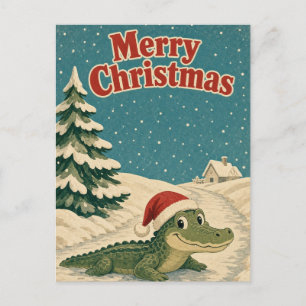 Alligator Icy Lane Dier Kerstmis Briefkaart