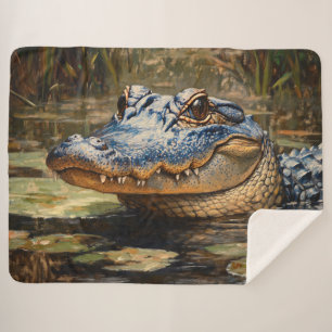 Alligator in de Everglades Wildlife Art Sherpa Deken