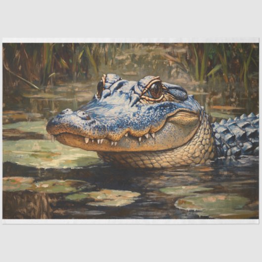 Alligator in de Everglades Wildlife Decoupage Tissuepapier (Voorkant)
