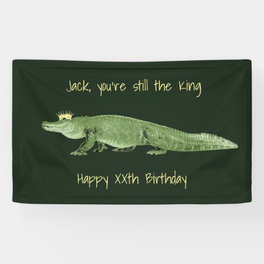 Alligator in een Crown Birthday Banner (Horizontaal)