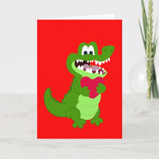 Alligator in Liefde Feestdagen Kaart (Voorkant)