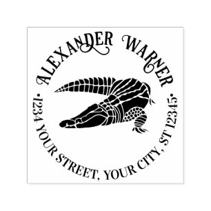 Alligator Kaaiman Reptiel Naam Retouradres Rond Zelfinktende Stempel