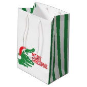 Alligator kerstcadeau tas medium cadeauzakje (Achterkant Gekanteld)