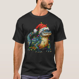 Alligator Kerstman Kerstboom Verlichting Kerstmis T-shirt