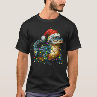 Alligator Kerstman Kerstboom Verlichting Kerstmis T-shirt