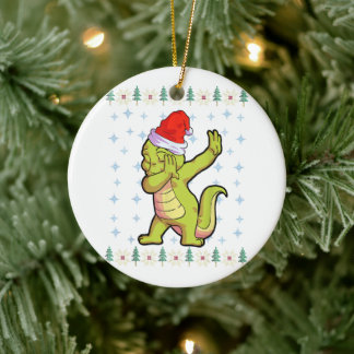 Alligator kerstShirt Santa Hat Crocodile Love Keramisch Ornament
