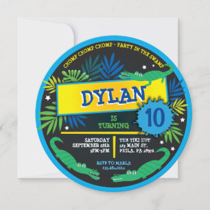 ALLIGATOR KROKODIL MOERAS Verjaardagsfeest Kaart