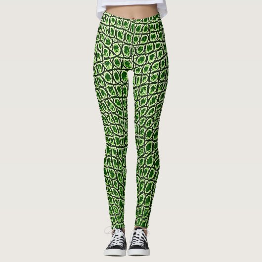  ALLIGATOR LEATHER BRIGHT LEAF GREEN LEGGINGS (Voorkant)