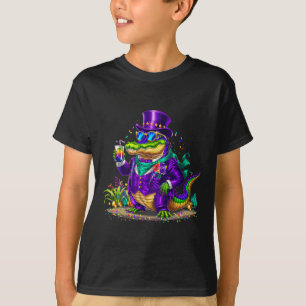 Alligator Mardi Gras Carnaval Outfit voor Mannen v T-shirt