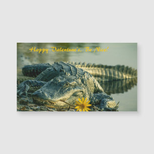 Alligator met bloem Valentijns Magnetische Kaart