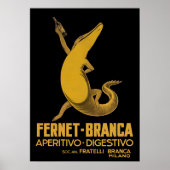 Alligator met Drink, Italiaanse drank Poster (Voorkant)