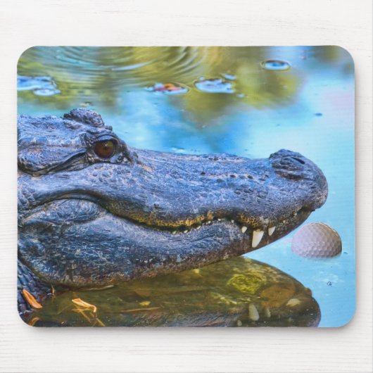 Alligator met Golfball Mousepad Muismat (Voorkant)